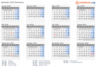 Kalender 2010 mit Ferien und Feiertagen Botsuana