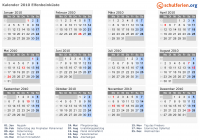 Kalender 2010 mit Ferien und Feiertagen Elfenbeinküste