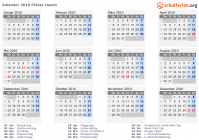 Kalender 2010 mit Ferien und Feiertagen Färöer Inseln