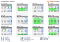 Kalender 2010 mit Ferien und Feiertagen Toulouse