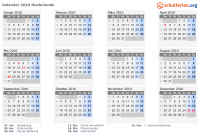 Kalender 2010 mit Ferien und Feiertagen Niederlande
