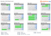 Kalender 2010 mit Ferien und Feiertagen Basel-Land