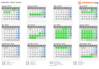 Kalender 2010 mit Ferien und Feiertagen Tessin