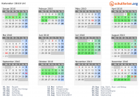Kalender 2010 mit Ferien und Feiertagen Uri
