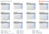 Kalender 2010 mit Ferien und Feiertagen Tansania