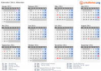 Kalender 2011 mit Ferien und Feiertagen Albanien