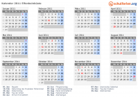 Kalender 2011 mit Ferien und Feiertagen Elfenbeinküste