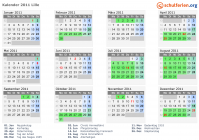 Kalender 2011 mit Ferien und Feiertagen Lille