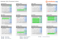 Kalender 2011 mit Ferien und Feiertagen Flevoland (mitte)