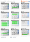 Kalender 2011 mit Ferien und Feiertagen Nordbrabant (mitte)