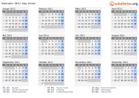 Kalender 2011 mit Ferien und Feiertagen Kap Verde