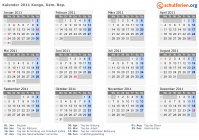Kalender 2011 mit Ferien und Feiertagen Kongo, Dem. Rep.
