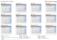 Kalender 2011 mit Ferien und Feiertagen Litauen