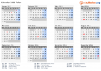Kalender 2011 mit Ferien und Feiertagen Polen