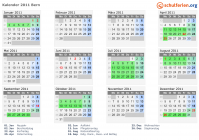 Kalender 2011 mit Ferien und Feiertagen Bern