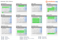 Kalender 2011 mit Ferien und Feiertagen Glarus