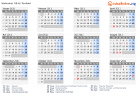 Kalender 2011 mit Ferien und Feiertagen Tschad