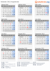Kalender 2012 mit Ferien und Feiertagen Argentinien