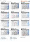 Kalender 2012 mit Ferien und Feiertagen Frankreich