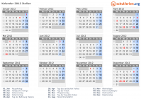 Kalender 2012 mit Ferien und Feiertagen Italien