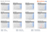 Kalender 2012 mit Ferien und Feiertagen Kenia