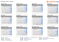 Kalender 2012 mit Ferien und Feiertagen Tschad