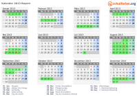 Kalender 2013 mit Ferien und Feiertagen Bayern