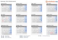 Kalender 2013 mit Ferien und Feiertagen Niederlande