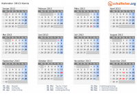 Kalender 2013 mit Ferien und Feiertagen Kenia