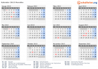 Kalender 2013 mit Ferien und Feiertagen Marokko