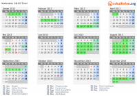 Kalender 2013 mit Ferien und Feiertagen Tirol
