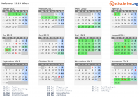 Kalender 2013 mit Ferien und Feiertagen Wien