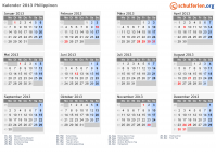 Kalender 2013 mit Ferien und Feiertagen Philippinen
