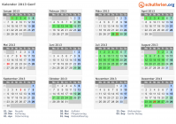 Kalender 2013 mit Ferien und Feiertagen Genf