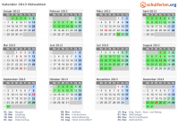 Kalender 2013 mit Ferien und Feiertagen Nidwalden