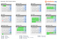 Kalender 2013 mit Ferien und Feiertagen Sankt Gallen