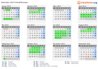 Kalender 2013 mit Ferien und Feiertagen Schaffhausen