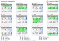 Kalender 2013 mit Ferien und Feiertagen Solothurn