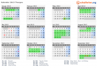 Kalender 2013 mit Ferien und Feiertagen Thurgau