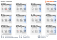 Kalender 2013 mit Ferien und Feiertagen Sudan