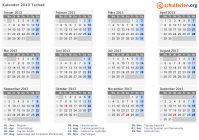 Kalender 2013 mit Ferien und Feiertagen Tschad