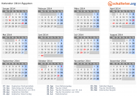 Kalender 2014 mit Ferien und Feiertagen Ägypten