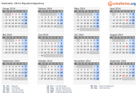 Kalender 2014 mit Ferien und Feiertagen Äquatorialguinea