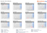 Kalender 2014 mit Ferien und Feiertagen Albanien