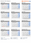 Kalender 2014 mit Ferien und Feiertagen Algerien