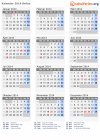 Kalender 2014 mit Ferien und Feiertagen Belize