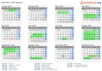 Kalender 2014 mit Ferien und Feiertagen Bayern