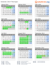 Kalender 2014 mit Ferien und Feiertagen Thüringen