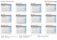 Kalender 2014 mit Ferien und Feiertagen Dschibuti