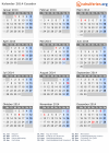 Kalender 2014 mit Ferien und Feiertagen Ecuador